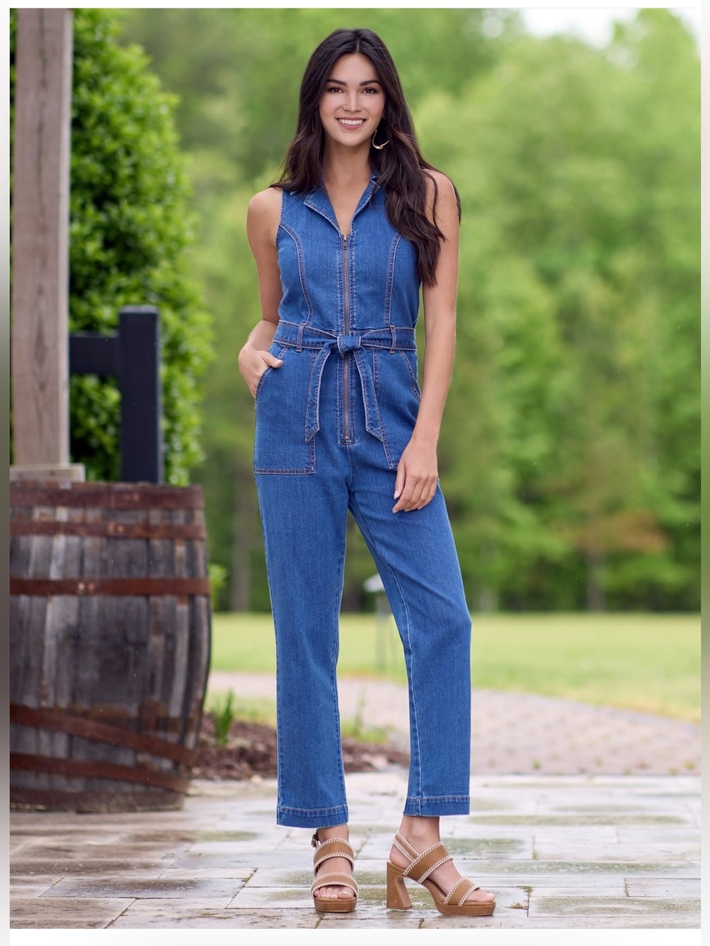 NWT Cato Denim Sleeveless Jumpsuit - Indigo Blue